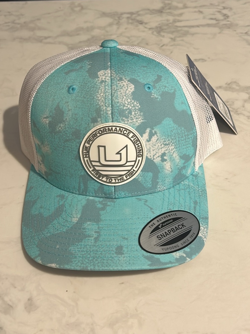 Huk Teal and White Performance Fishing Snapback Hat